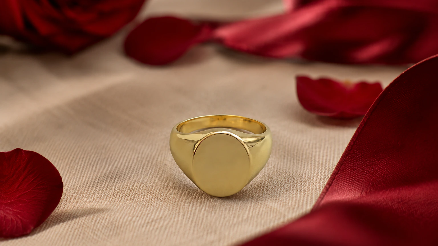 Signet ring in the Valentine's Day scene, cropped as Website hero · 16:9
